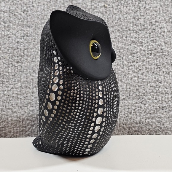 Owl Debossed Resin Figurine‎ Decoration Minimalist Modern Polka Dot Black White - Picture 5 of 11